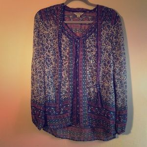Lucky Brand morrocan print peasant top